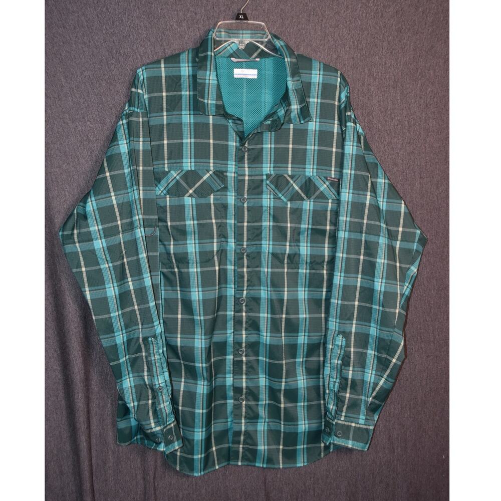 Columbia Men's XXL Vented Omnishade Hiking Fishing Outdoor Button Up Shirt Plaid